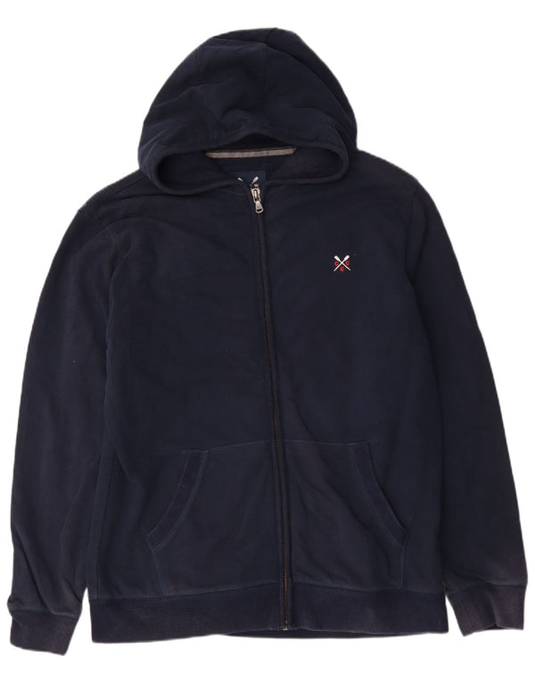 Suéter masculino com capuz e zíper Crew Clothing XL azul marinho algodão
