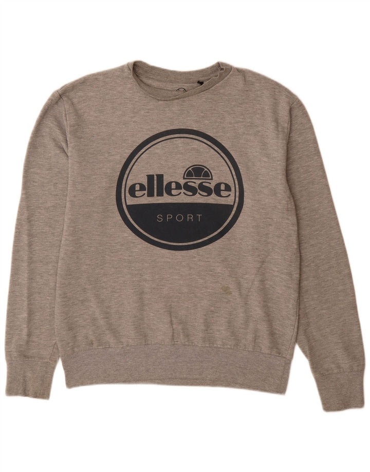Ellesse moletom masculino gráfico jumper médio cinza algodão manchado