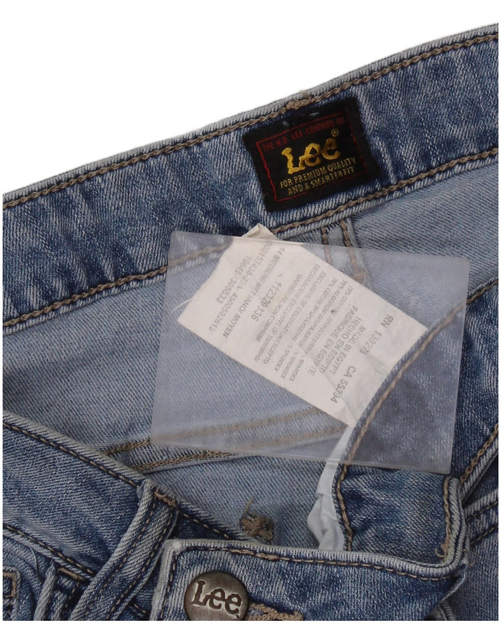 Calça jeans feminina Lee cintura alta capri US 14 grande W32 L20 algodão azul