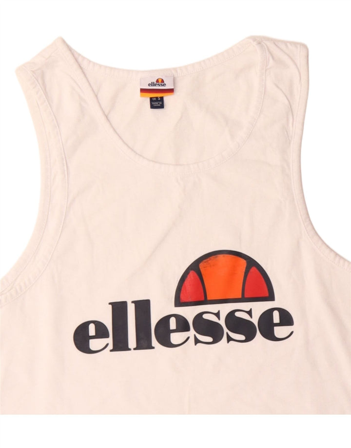 Ellesse Mens Graphic Vest Top Pequeno Algodão Branco