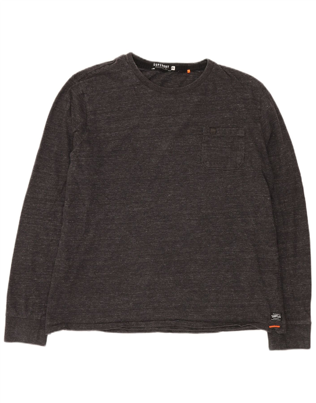 SUPERDRY Top masculino de manga comprida 2XL algodão manchado cinza
