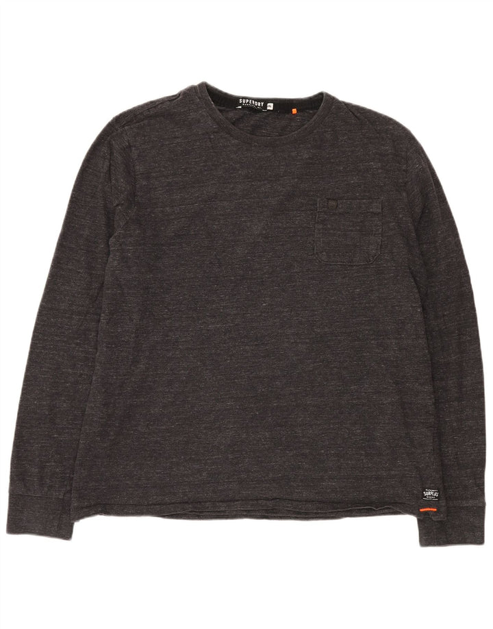 SUPERDRY Top masculino de manga comprida 2XL algodão manchado cinza