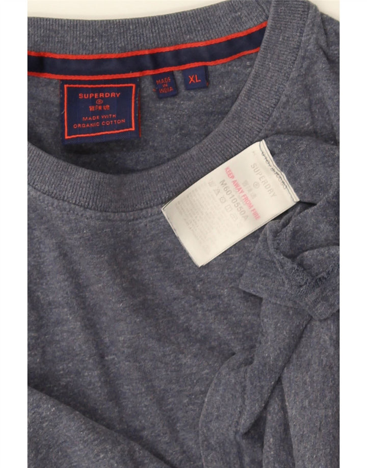 SUPERDRY Top masculino de manga comprida XL algodão manchado azul
