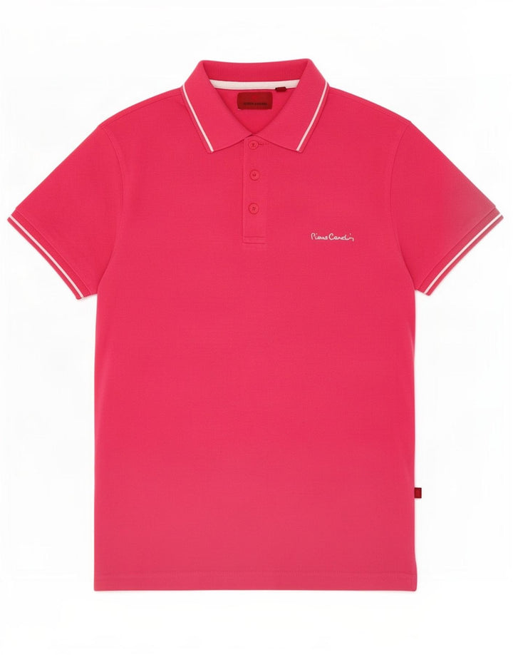 Camisa polo masculina Pierre Cardin médio algodão rosa