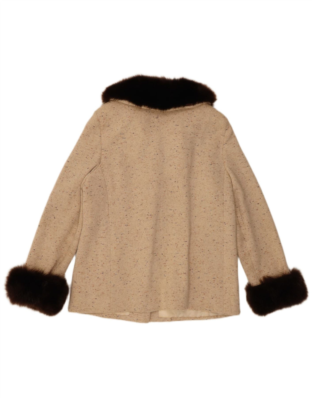 Jaqueta blazer feminina vintage com 5 botões Reino Unido 14 bege médio salpicado