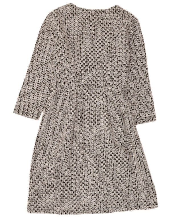 Vestido feminino Hobbs manga 3/4 linha A UK 10 pequeno cinza floral poliéster