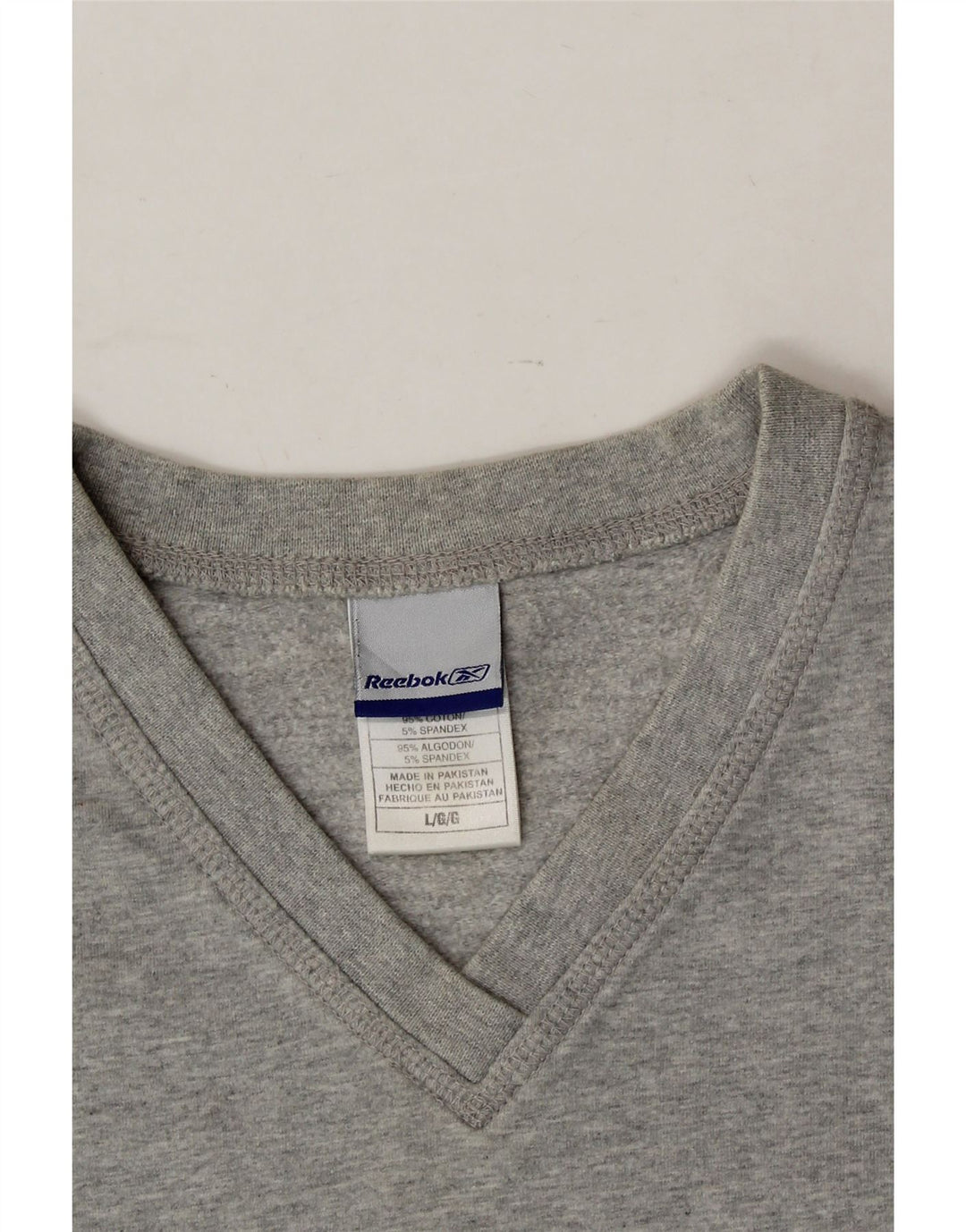 REEBOK Womens Sweatshirt Jumper UK 16 Large Grey Cotton Vintage Reebok and Second-Hand Reebok from Messina Hembry 