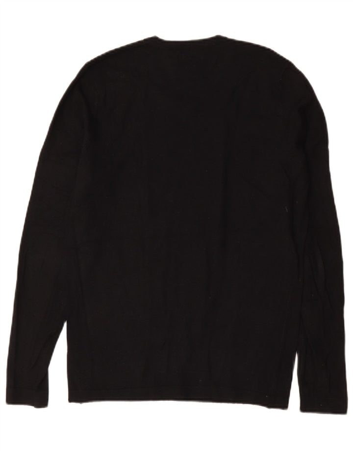 Zara Suéter masculino com decote em V pequeno preto