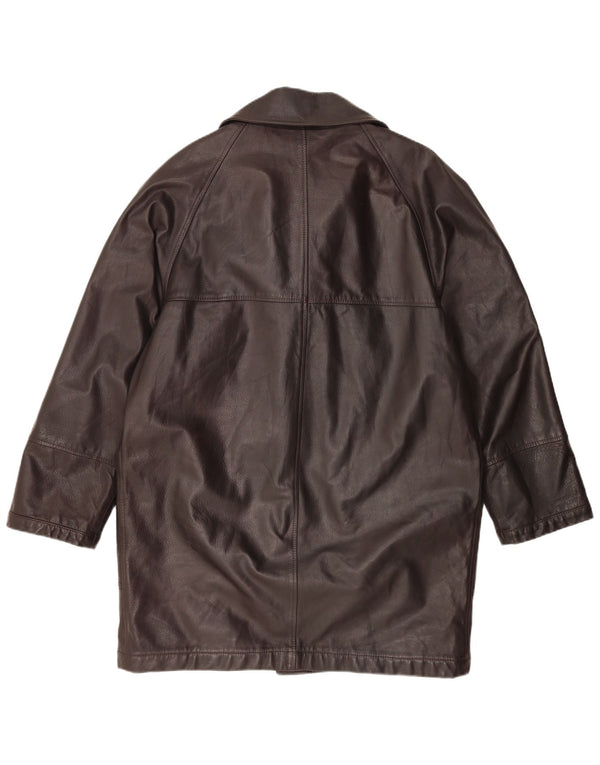 Casaco feminino de couro superdimensionado MABRUN IT 50 XL couro marrom