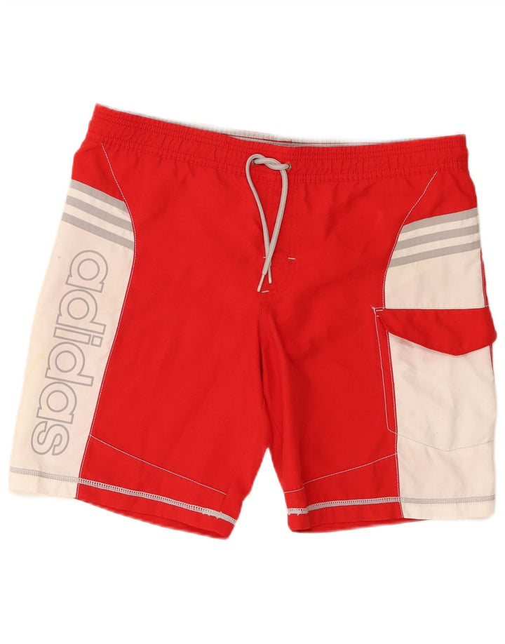 Adidas Mens Graphic Natação Shorts Pequeno Poliéster Colorblock Vermelho