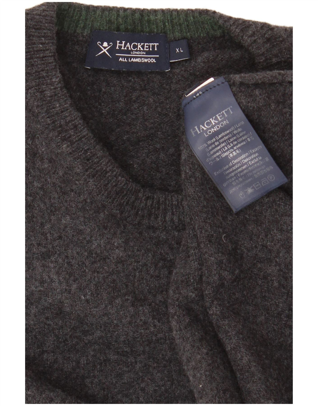 Suéter masculino Hackett com gola redonda XL lã cinza