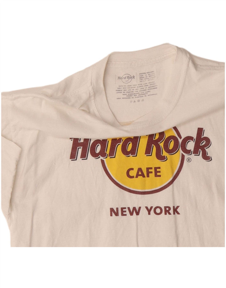 Camiseta feminina HARD ROCK CAFE com estampa gráfica Reino Unido 14 algodão branco médio