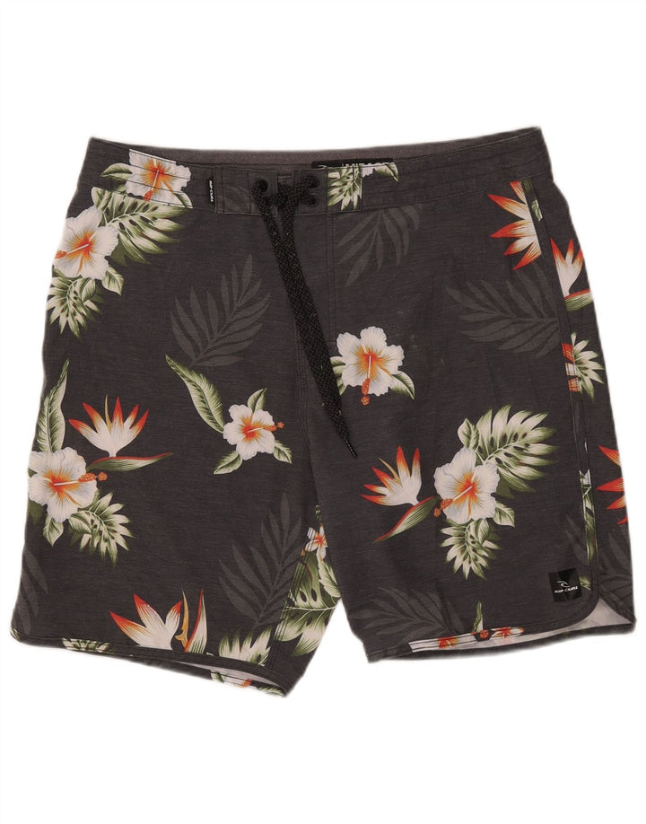 Shorts de natação masculino Rip Curl Mirage grande poliéster floral cinza