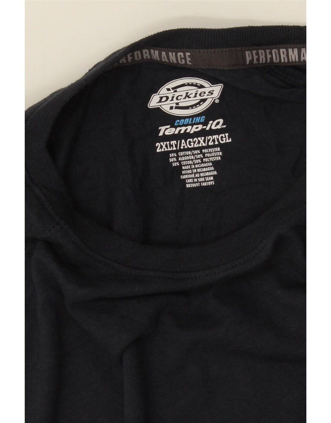 Top masculino DICKIES de manga comprida 2XL algodão azul marinho