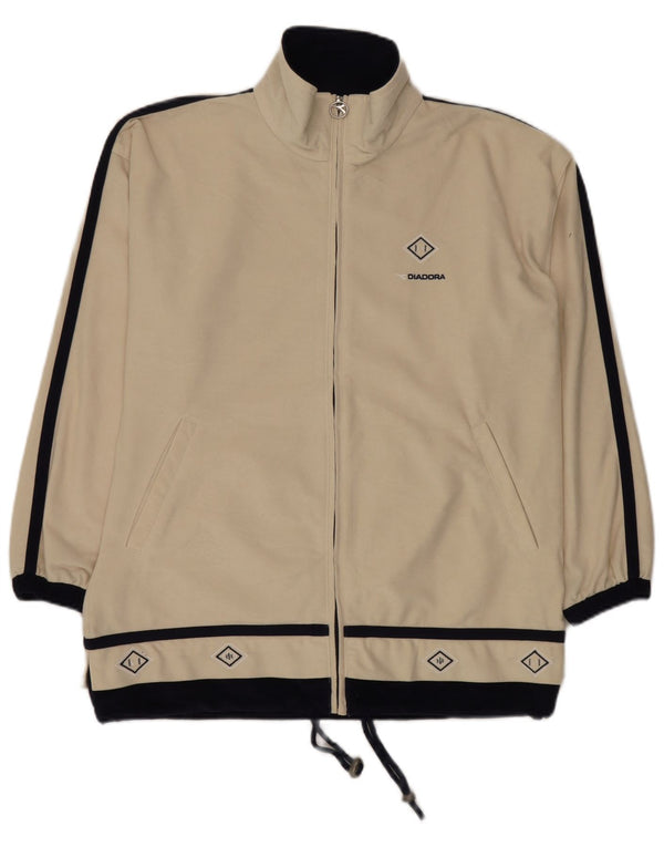 Diadora Mens Tracksuit Top Jacket Medium Bege Colourblock