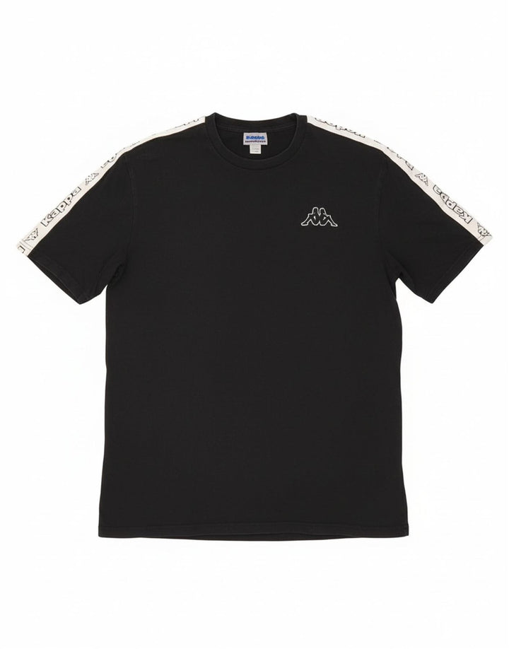 Camiseta gráfica masculina Kappa Top grande de algodão preto