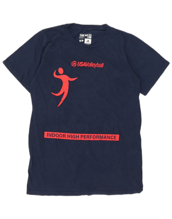 Adidas Mens Graphic T-Shirt Top Pequeno Algodão Azul Marinho