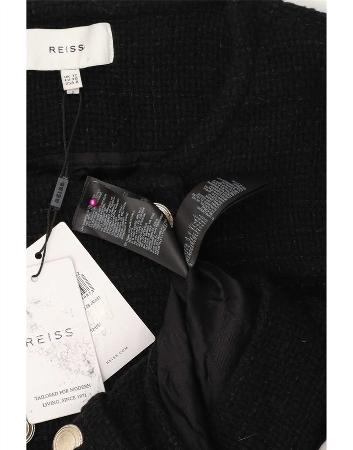 Jaqueta Bolero Feminina Reiss Double Breasted Reino Unido 12 Acrílico Preto Médio