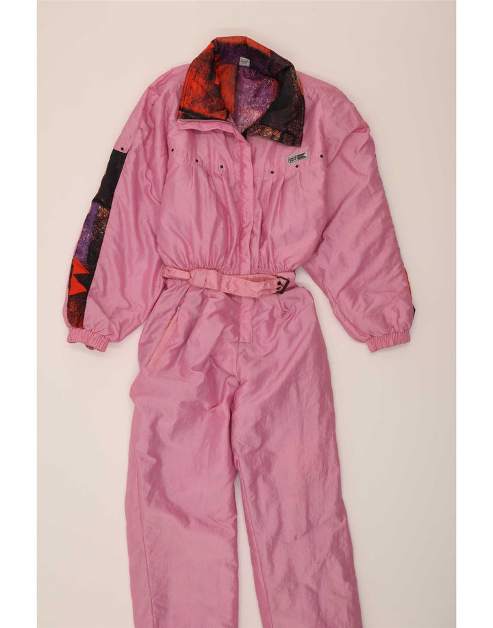 Macacão de esqui reversível feminino vintage IT 42 médio multicolorido geométrico