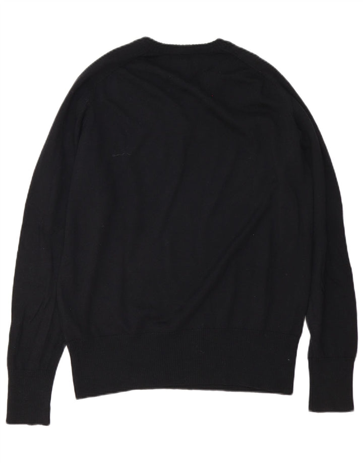 Suéter masculino Calvin Klein Jeans com decote em V médio preto lã merino