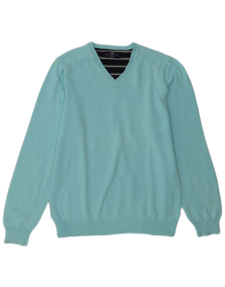 Suéter masculino Marks & Spencer Blue Harbor com decote em V pequeno turquesa