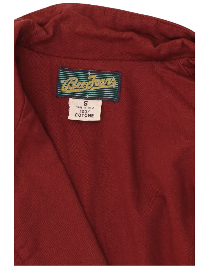Jaqueta blazer oversized feminina vintage com 1 botão Reino Unido 10 pequeno algodão borgonha