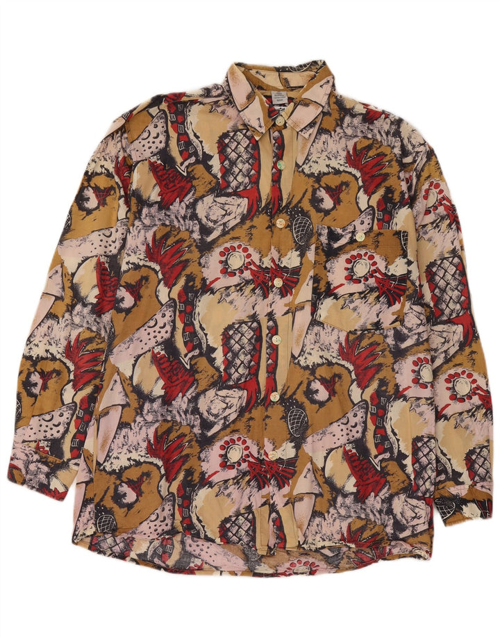 Camisa masculina John F Gee tamanho 39/40 algodão manchado multicolorido médio
