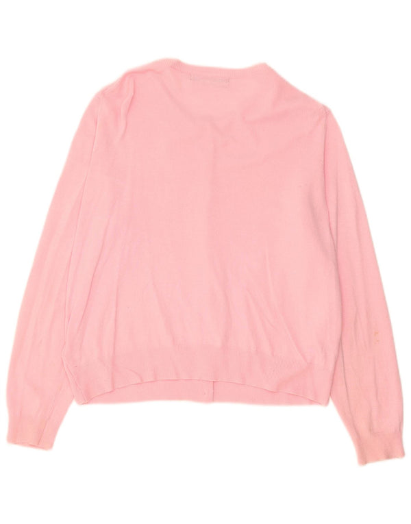 Suéter cardigã feminino Marks & Spencer Reino Unido 14 grande viscose rosa