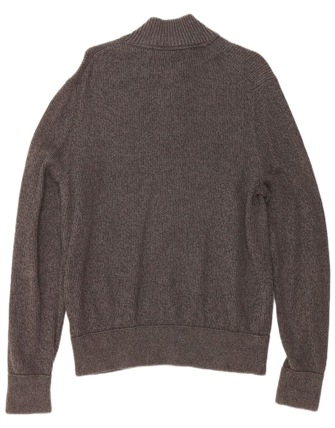 EDDIE BAUER Suéter masculino com zíper e gola alta de algodão listrado cinza grande