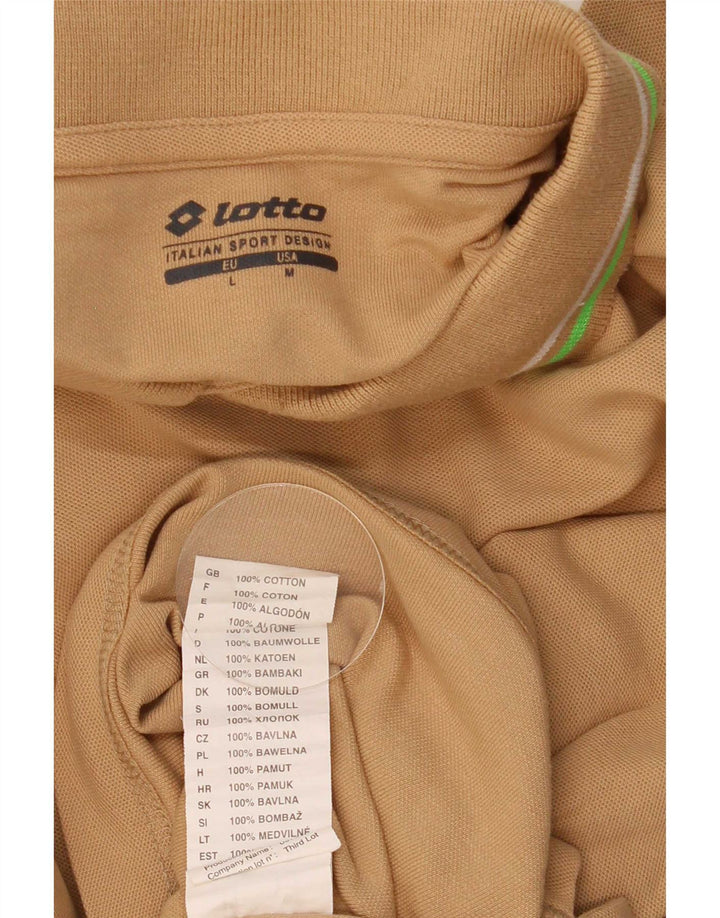Camisa polo masculina Lotto grande algodão listrado bege