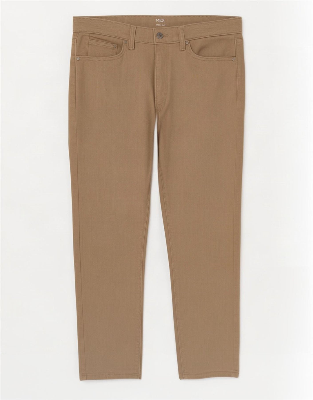 Jeans justos femininos Marks & Spencer W34 L29 algodão bege