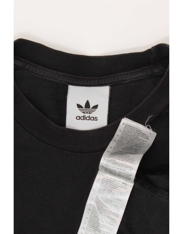 Adidas Mens Top Manga Longa Pequeno Algodão Preto