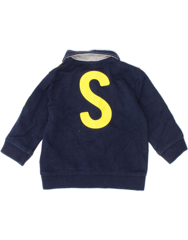 Suéter BRUMS para bebês meninos com gola polo gráfica 0-3 meses azul marinho