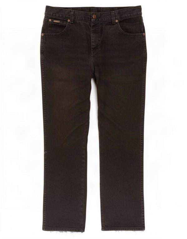 Wrangler Mens Straight Jeans W36 L32 Algodão Preto