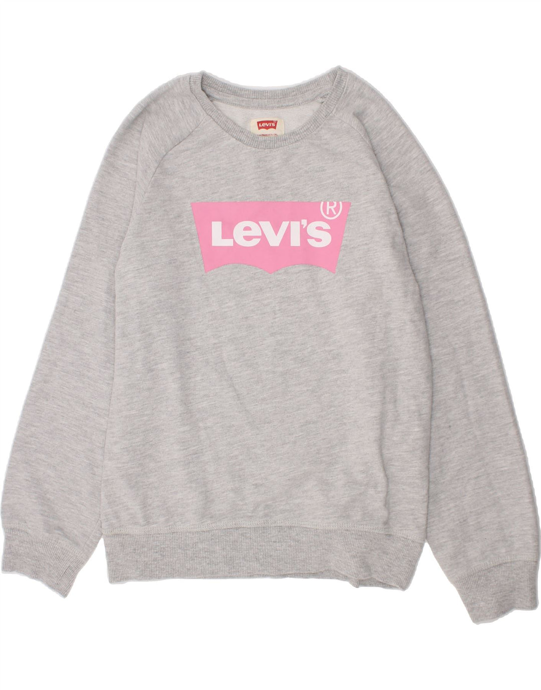 LEVI'S Girls Graphic Sweatshirt Jumper 11-12 Years Grey Cotton Vintage Levi's and Second-Hand Levi's from Messina Hembry 