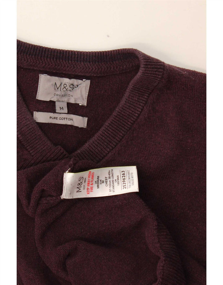 Suéter feminino Marks & Spencer com decote em V Reino Unido 14 Médio Borgonha