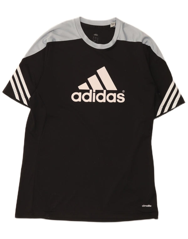 Adidas Mens Climalite Camiseta Top Médio Preto Colorblock Poliéster