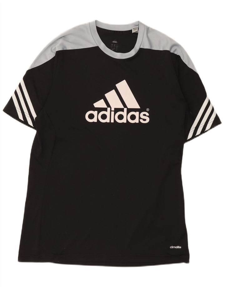 Adidas Mens Climalite Camiseta Top Médio Preto Colorblock Poliéster