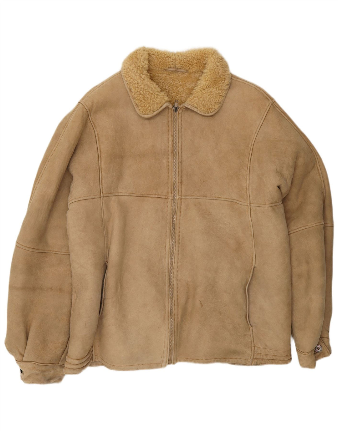 Jaqueta masculina vintage Shearling UK 38 marrom médio