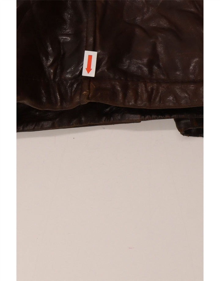 Jaqueta de couro masculina vintage IT 54 2XL couro marrom