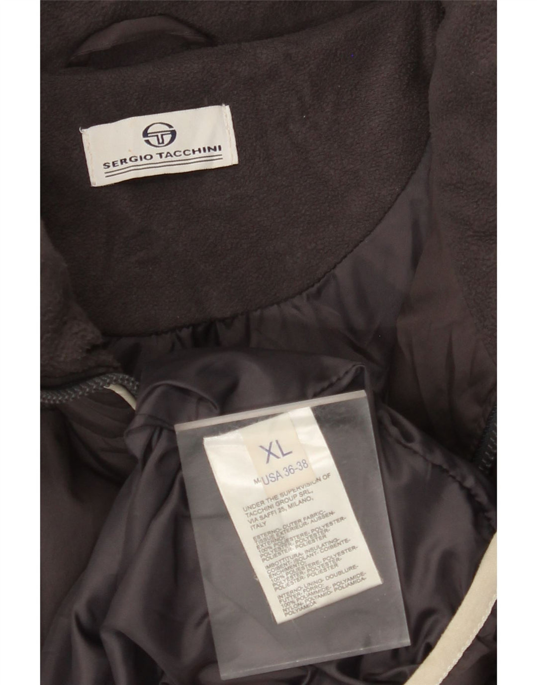 Jaqueta acolchoada masculina Sergio Tacchini UK 42 XL cinza colorblock poliéster