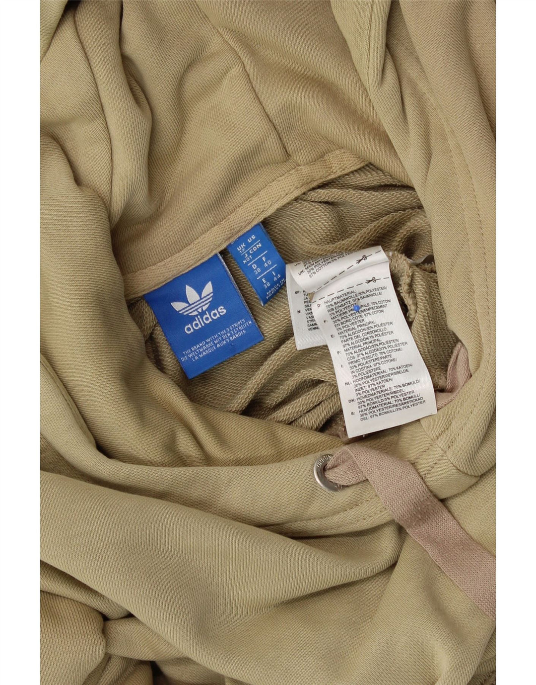 ADIDAS Womens Oversized Hoodie Jumper UK 12 Medium Khaki Algodão