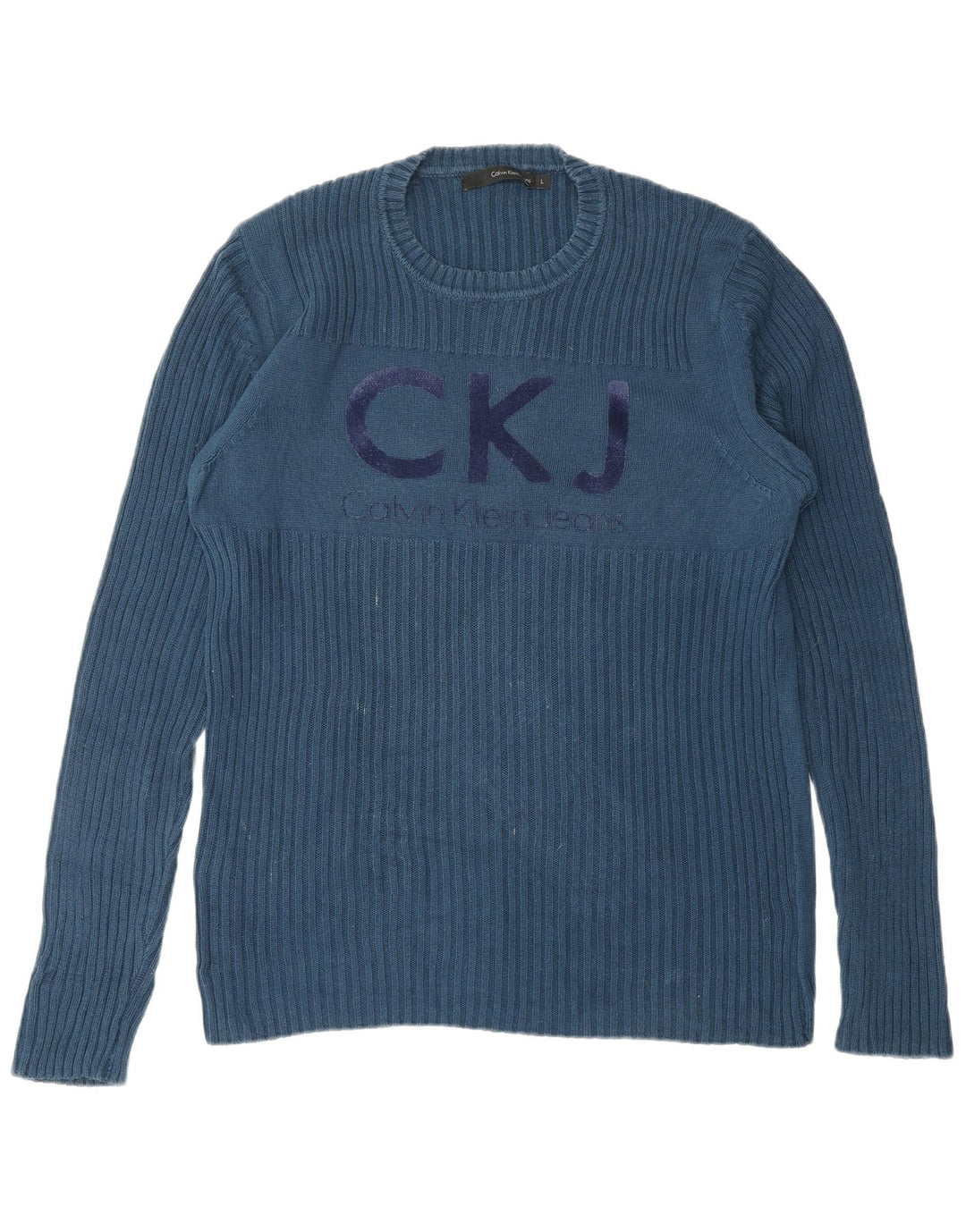 CALVIN KLEIN JEANS Suéter masculino com gola redonda e grande azul
