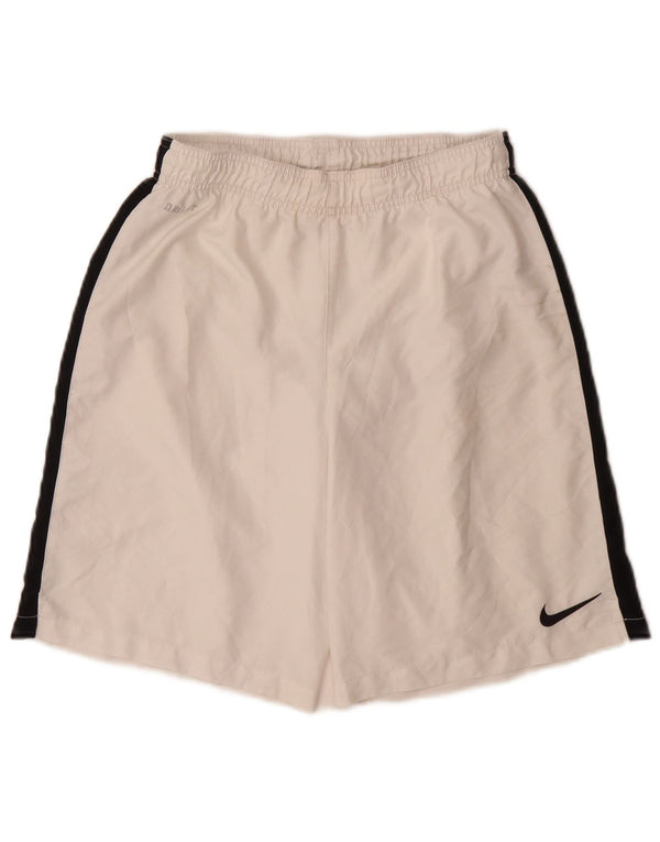 Shorts esportivos masculinos Nike Dri Fit médio branco colorblock poliéster