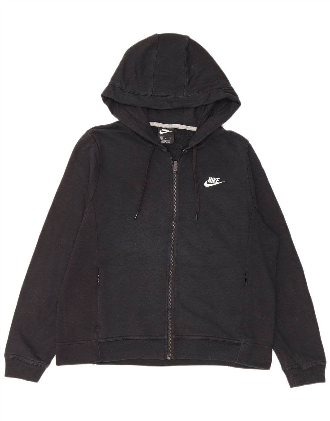 Suéter feminino Nike com capuz e zíper UK 16 grande algodão preto