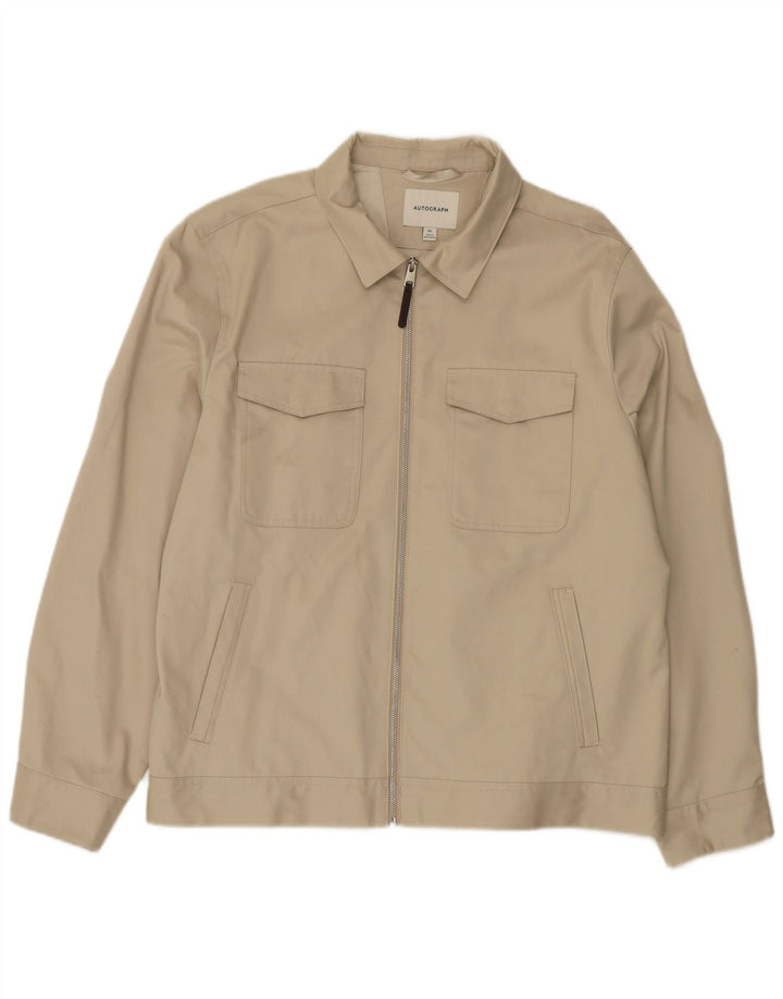 Jaqueta utilitária masculina Marks & Spencer Autograph UK 44 2XL algodão bege