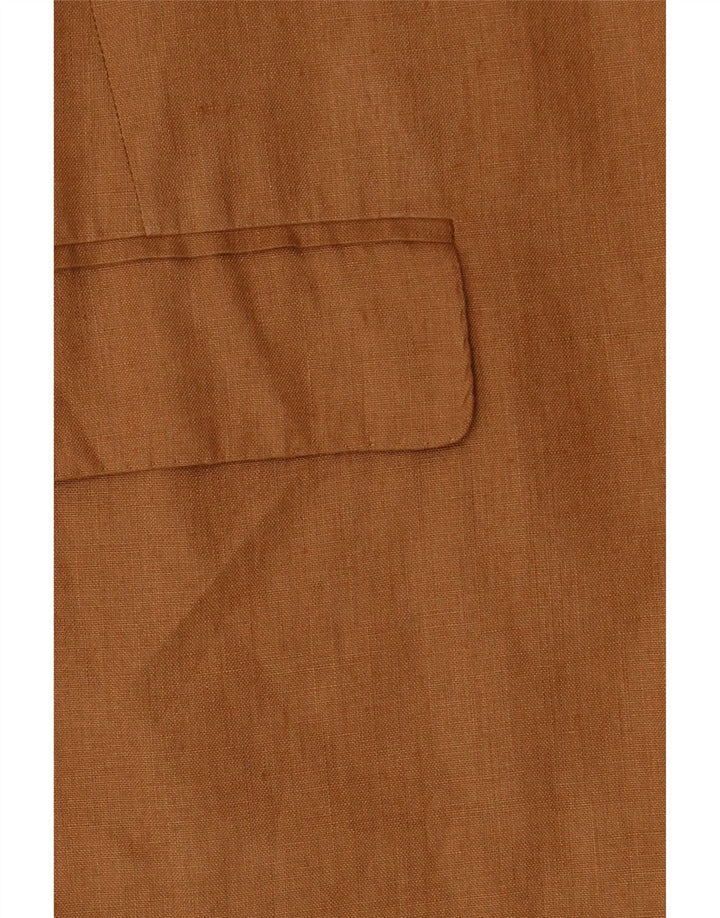 Jaqueta blazer feminina Max Mara com 1 botão Reino Unido 14 grande linho marrom