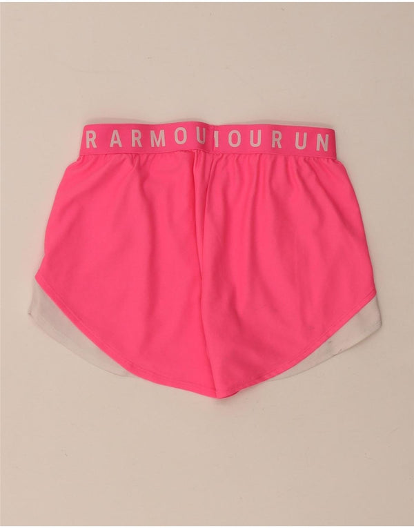 Shorts esportivos gráficos femininos UNDER ARMOUR UK 10 pequeno bloco colorido rosa
