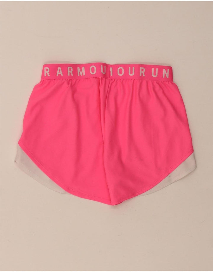 Shorts esportivos gráficos femininos UNDER ARMOUR UK 10 pequeno bloco colorido rosa