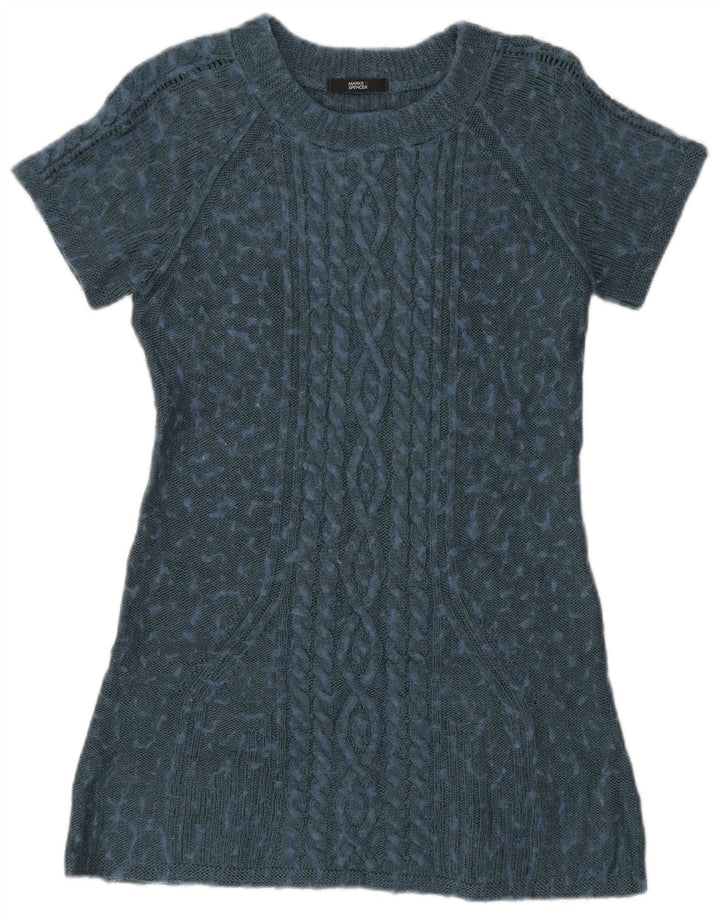 Vestido mini jumper feminino Marks & Spencer UK 12 médio azul manchado